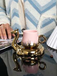 1 套镀金天鹅陶瓷咖啡杯和碟，家庭厨房餐厅客厅，用于茶、咖啡、牛奶、果汁，适合户外、婚礼、派对、礼物、生日、圣诞节 - 白色 - 查看 11