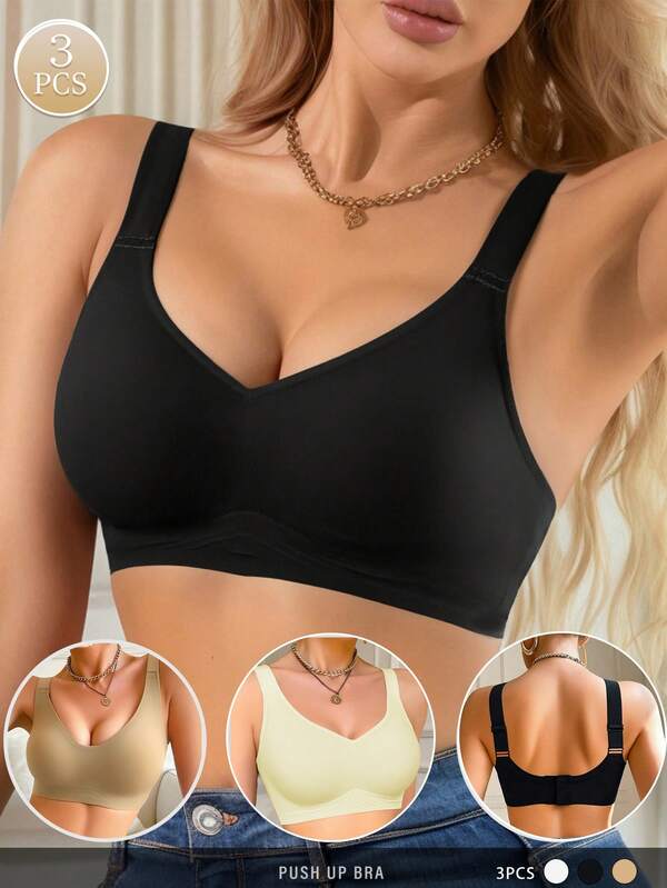 3 قطع من صدريات نسائية لا سلكية مريحة، قابلة للإزالة، قابلة للتعديل