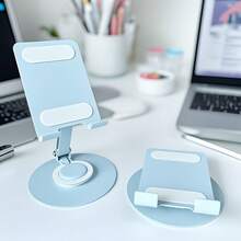 1pc Upgraded All-Metal Desktop Phone & Tablet Stand | Dopamine Color | 360° Rotating & Foldable Portable | Internet Sensation | Foldable Phone Holder | Adjustable Desktop Tablet Stand - Multicolor - View 3