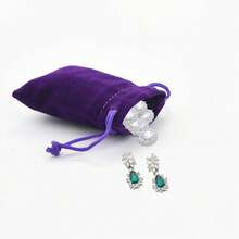 2025Nydotd 100pcs 2 X 2.8 Inch Black Velvet Cloth Jewelry Pouches Velvet Drawstring Bags Christmas Candy Gift Bag Pouch For Wedding Favors Gifts, Event Supplies Party Favors - 紫色 - 查看 5