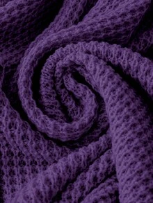 Vestido de punto con cuello en V, bolsillo y estampado aleatorio para tallas grandes - Morado - Ver 7