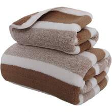 Coral Fleece Bath Towel Set - 35x75cm Absorbent Polyester Face Body Towels 200 - 300gsm, Pink, Blue, Towel35 * 75cm - Morado + Toalla[35*75cm] - Ver 6