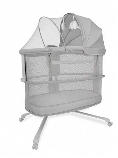 Berço Com Tecido Respirável 3 Alturas Cinza Escuro Mastela