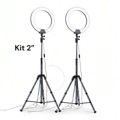 KIT 2 Ring Light Iluminador Polegadas 10 com Tripé Profissional Led Selfie para Celular Profissional Premium Video Live