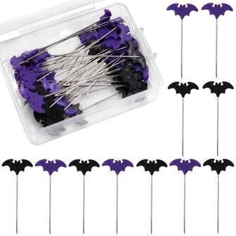 50/100pcs New Purple-Black Bat-Shaped Needle Halloween Costume Pin DIY Decoration Pins