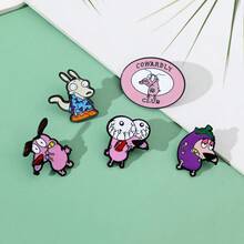 华纳兄弟 1/5 件套可爱卡通胸针套装 创意茄子狗造型珐琅别针 背包服装饰品金属徽章配饰 送朋友的礼物 - 均碼 - 查看 4