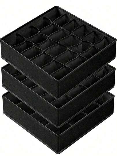 1pc - Unisex Black Multi-Layer Storage Box, Includes 24 Different Size Compartments. Mesh Design, Minimalist Black Style, Good Breathability, Easy To View Contents. Stackable & Foldable, Saves 70% Space. Suitable For Storing Underwear, Socks, Ties And Belts. Keeps Closet Organized. Ideal For Bedroom Decor, Autumn Clothing Storage, Christmas Home Decor, Bedroom Decor, Autumn Home Decor And Storage Box.
