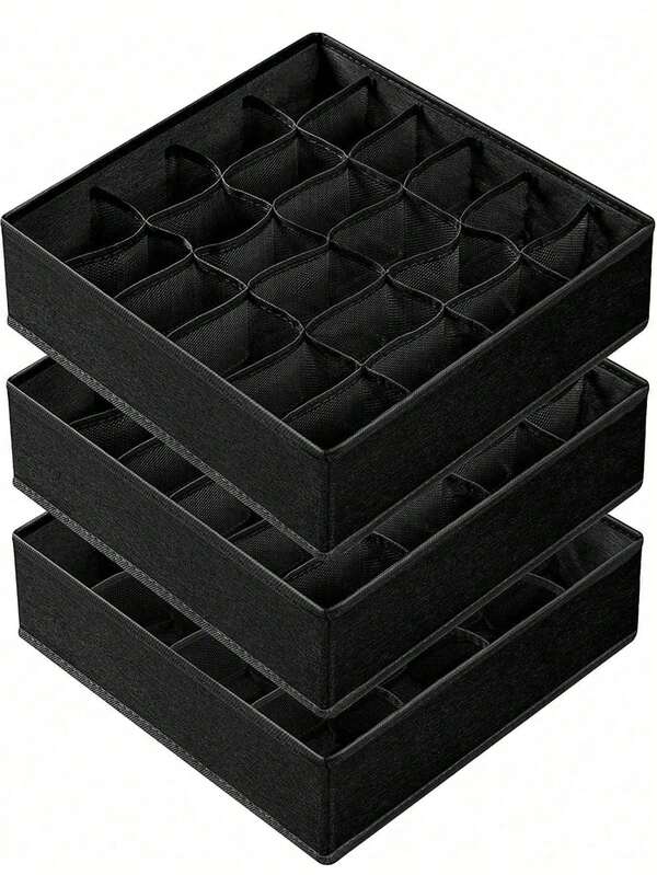 1pc - Unisex Black Multi-Layer Storage Box, Includes 24 Different Size Compartments. Mesh Design, Minimalist Black Style, Good Breathability, Easy To View Contents. Stackable & Foldable, Saves 70% Space. Suitable For Storing Underwear, Socks, Ties And Belts. Keeps Closet Organized. Ideal For Bedroom Decor, Autumn Clothing Storage, Christmas Home Decor, Bedroom Decor, Autumn Home Decor And Storage Box.