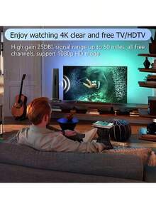 2-Pack Indoor Digital Smart TV Antennas, Magnetic Base, Portable HD Antenna Amplifier, Local Channel Signal Booster, Supports 4K 1080P VHF UHF, Suitable For All TVs - Black - View 3