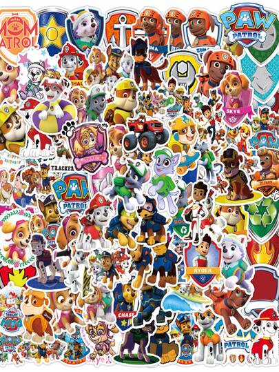  50/100/500pcs/Set Cute Paw Patrol Cartoon Stickers, DIY Gift Box Stickers, Suitable For Water Bottles, Refrigerators, Tablets, Notebooks, Phone Cases, Party Decorations, Ideal Christmas Gift
