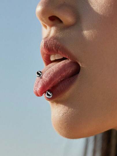 1pc Hypoallergenic Titanium Steel Tongue Stud, Lip Stud, Mirror Polished Ear Cartilage Stud, Tragus Stud, Piercing Jewelry