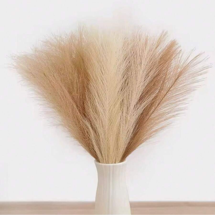 Pampas Grass Stem Kit With Artificial Feathers And Branches, 55cm - 米色 - 查看 1