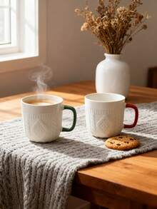 1 cană de 295 ml cu model în relief cu pulover, decorată cu modele drăguțe de brad de Crăciun, omuleț de turtă dulce și bomboane, potrivită pentru cafea, lapte, apă, latte, mocha, cappuccino și alte băuturi. Cadou perfect de Crăciun, veselă de sărbători, decor de Crăciun, cadou de Ziua Îndrăgostiților, decor de Ziua Îndrăgostiților, cadou de nuntă, decor de nuntă. - Multicolor - Vizualizare 10