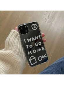 For 16, Nostalgic Quotes, Simple Style Personalized Case, I WANT TO GO HOME, Emotional Text,  Style, Anti-Drop, Couple Style, Put A High-End Cover On Your Beloved Phone, And Also Let Your Heart Express Itself In A More Beautiful Way. Adapted From 11 To 16 Promax, We Protect The Incredible Moments Of Each Generation, And Witness The Warm Connection Between You And The Important People. - 彩色 - 查看 5