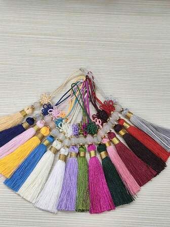 6个古典风格流苏吊坠，中国结流苏，可用于DIY窗帘、包包和其他手工艺品