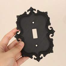 1pc Gothic Style Carved Switch Decorative Panel, Vintage Art Lighting Wall Control Panel, Home Wall Switch Beautifying Accessory, Comes With Screws, No Power Supply Needed - Black - View 12
