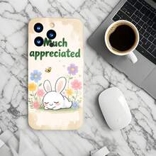 1PC Phone Case,  Cute Bunny Flowers Text Butterflies , Stylish Phone Case, Phone Decoration, All-around Lens Protection, Creative Small Gift, Funny Gift for Boys and Girls - Negro - Ver 6