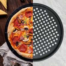 3-Piece Carbon Steel Pizza Pan Set (9"+11"+12") - Non-Stick & Vented For Home Baking | North America - Black - View 1