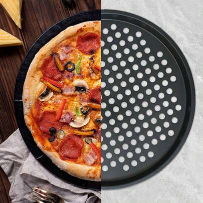 3-Piece Carbon Steel Pizza Pan Set (9"+11"+12") - Non-Stick & Vented For Home Baking | North America