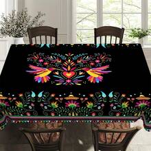 1pc Mexican Folkloric Hummingbird & Floral Tablecloth, Exotic Art Style Dining Table Decor Cloth, Rectangular Polyester Tablecloth, Easy To Clean, Ideal For Family Gatherings, Suitable For Daily Dining Room, Living Room, Home Party, Indoor/Outdoor Use - Multicolor - View 13