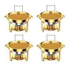 Golden Stainless Steel Buffet Warmer 1/2/4/6 Sizes With Lid Catering Container For Wedding Party New Year Cooking Only - Gold - View 1