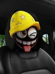 1/2 piezas Sombrero tejido con estrella amarilla, Divertida y graciosa funda para reposacabezas de coche con estampado de cara sonriente, Decoración interior de coche para hombres y mujeres, Fácil de instalar y limpiar, Universal y adecuada, Adecuada para viajes de larga distancia, Decoración para automóvil de autoconducción, Decoración de coche divertida perfecta, Decoración navideña - Multicolor - Ver 8