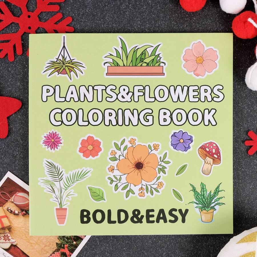 Blumen & Pflanzen Entspannungs-Malbuch: Kräftige und einfache Blumen- und Pflanzen-Motive, Malbuch für Erwachsene, Kinder und Senioren - Verschiedenfarbig - Übersicht 1