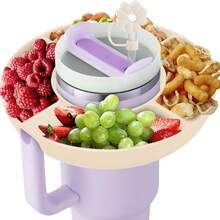1pc Solid Color Silicone Snack Bowl, Suitable For 40oz Handled Cups, Reusable Snack Tray Ring, Cup Accessory, Picnic Equipment - Multicolor - View 1
