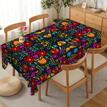 1pc Polish Symmetrical Floral Tablecloth, Eastern European Art Style Dining Table Decor Cloth, Rectangular Polyester Material, Washable And Reusable, Suitable For Daily Home, Restaurant, Living Room Gatherings, Eid Al-Fitr Themed Parties, Indoor/Outdoor Use - Multicolor - View 13