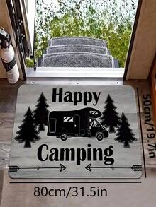1 Stück Neue "Fröhliches Camping" Wohnmobil und Kiefernbaum Design Fußmatte - Weihnachten - Frohe Weihnachten - Feiertags Dekoration - Tägliche Dekoration - Feiertags Geschenk - Eingangsteppich - Outdoor Teppich - Innen Teppich - Kleiner Teppich - Weicher Flanell 900g/m², Maschinenwaschbar langanhaltend, Fleckresistent, Schnelltrocknend, Geeignet für Innentürmatten, Außentürmatten, Heimdekoration, Raumdekoration, Schlafzimmerteppich, Küchenteppich, Fotografie, Requisiten, Outdoor Dekor Geschenke, Feiertags Geschenke, Flächenteppich, Ganzjährig Verwendbar - Verschiedenfarbig - Übersicht 7