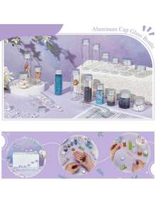 10 pièces - Flacons en verre mini de 10 ml avec couvercles en aluminium, petits bocaux, mini-contenants en verre, petites bouteilles en verre transparent avec bouchons à vis, petits contenants, idéaux pour le stockage d'artisanat DIY - Transparent - Voir 2