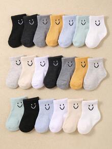 10 Pairs/Set Baby Boys' Random Candy Color Casual Elastic Mid-Calf Socks, Everyday Wear All Season - Multicolor - View 2