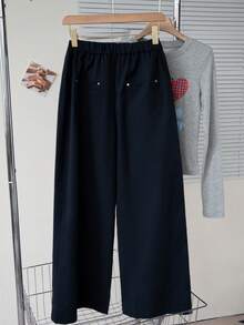 女士高腰阔腿裤，休闲宽松长裤，美式休闲，适合秋冬