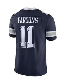 Plus Size Men's #11 Navy Blue Football Jersey, Dallas Classic Style, English Letter Embroidery Loose Fit Short Sleeve Pullover T-Shirt, Suitable For Casual, Streetwear, Party, Sports, Running, Workout, Gifts For Men - Navy Blue - View 3