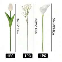 60支精美仿真满天星、白色郁金香和马蹄莲套装 - 非常适合用于婚礼花束、订婚庆典、家居/办公室装饰、母亲节、春季花卉布置、户外展示、情人节 - 完美的塑料花卉装饰品、圣诞家居装饰 - 彩色 - 查看 11