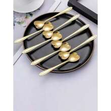 Juego de cucharas de té, café o postre en forma de corazón, cuchara de regalo de acero inoxidable ()(6) - Multicolor - Ver 2