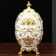 1pc Gold & Blue Castle Toothpick Holder, Press To Automatically Dispense Toothpicks & Cotton Swabs, Suitable For Desktop Decor, Christmas Decor, Home Decor, Party Supplies - Multicolor - View 7