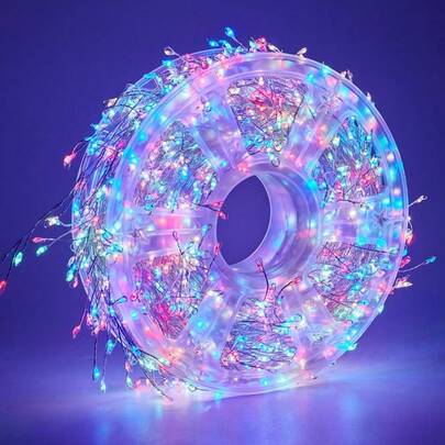 1pc, 200/100 LED Christmas String Lights, Battery Operated Or USB-Powered Copper Wire Firecracker String Lights, Warm White Christmas Decorative Lights, 8 Lighting Modes, Silvery Copper Wire Flashing Lights, Suitable For Home, Party, Wedding, Wreath, Christmas Tree, Christmas Tree Decorations, Christmas Decorations, Christmas Decorations