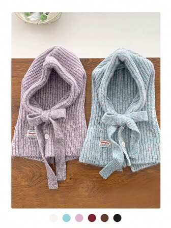 울 구조 바라클라바 하이브리드 케이프, 패셔너블 니트 넥 워머 귀마개 모자 스카프 콤보, 여성을 위한 따뜻한 겨울 액세서리