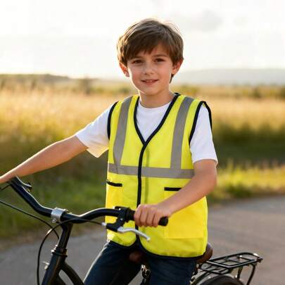 一套儿童黄色建筑工人服装，带反光背心，角色扮演玩具，适合男孩女孩，居家、幼儿园、舞台表演、小小交通指挥员服装、生日派对、新年礼物