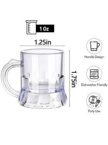 1 Piece Of Personalized Mini Beer Mugs, Custom Photo, 1oz Clear Plastic Cups With Handles,Unique Party Drinkware For Whiskey,Equila - Machine Wash ,Ideal For Oktoberfest, BBQ Parties, Home Gatherings, Bar Celebrations, Beer Accessories, Water Cup For Christmas Event & Party Supplies - Multicolor - View 7