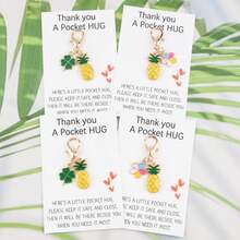 2/4pcs Pineapple & Four-Leaf Clover Flower Key Chain Set, Comes With Thank You Pocket Hug Card, Ideal Gift For Family And Friends On Birthday, Anniversary, Thanksgiving, Christmas, Theme Party - Multicolor - View 6