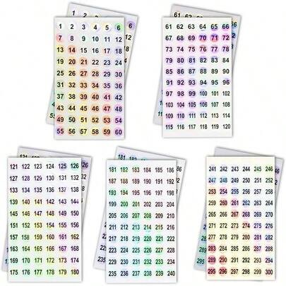 2 Sets Number Stickers Number 1 - 300 Self Adhesive Holographic Label Stickers Organizing Nail Polish Bottle/Nail Sticks/Lipstick Dia. 10mm