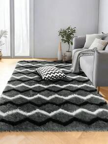 1 块毛绒地毯，防滑地毯，适用于家庭、客厅、卧室 - 彩色 - 查看 3