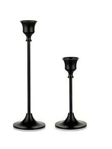 2 Sets/6pcs Matte Black Candle Holders, Suitable For Fireplace, Dining Table, Home Decor, Taper Candles, Christmas, Halloween - Black - View 11