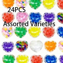 24 pièces Mini Jouets Squishy en forme de cœur pour la Saint-Valentin, avec balles à presser, cadeaux de fête pour enfants et adultes, en couleurs vives et raffinées, jouets sensoriels à presser, récompenses en classe, remplissages de sacs cadeaux, garnitures de bas de Noël, cadeaux de la Saint-Valentin, variétés assorties - Multicolore - Voir 6