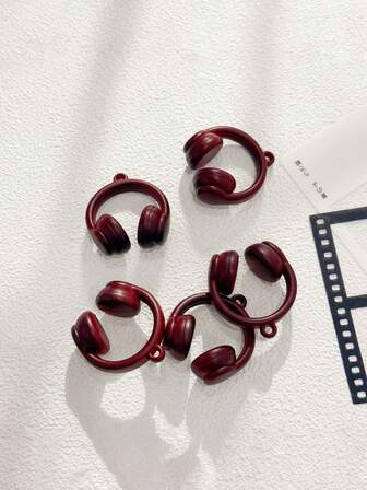 5pcs 3D Headphone Acrylic Handmade Keychain Pendant, Suitable For Various DIY Crafts