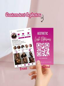 Customized Personalized Hair, Eyelash, Beauty Business Cards, 200/500/1000pcs, Double-Sided QR Code Social Media Contact Cards, Customized Photo & Text Business Card Template Design