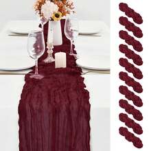 10 Pack Burgundy Cheesecloth Table Runner 17x108 Inch Boho Gauze Cheese Cloth Table Runners For Wedding Party Birthday Home Decor - Burgundy - View 8