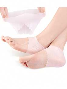 1双硅胶护跟袜，保湿护跟套，男女通用四季护跟袜 - 白色 - 查看 5